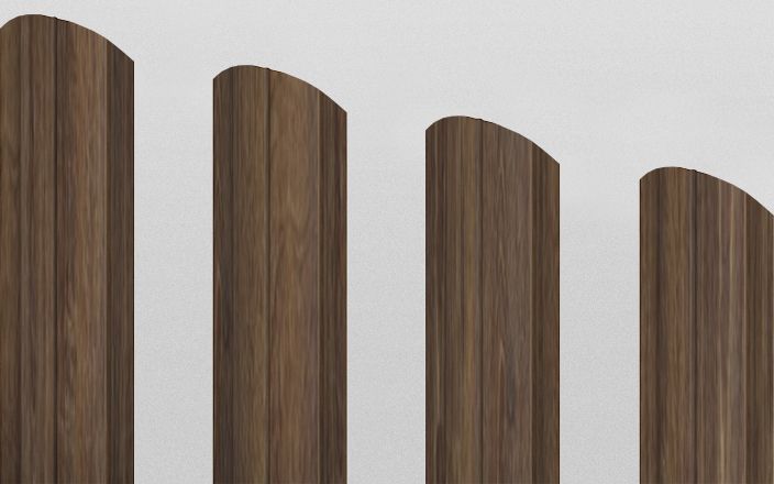 Штакетник металлический круглый фигурный, цвет морёный дуб, длина 1,8 м, двусторонняя окраска ПрофЛайн, купить Штакетник металлический круглый фигурный, цвет морёный дуб, длина 1,8 м, двусторонняя окраска в ПрофЛайн