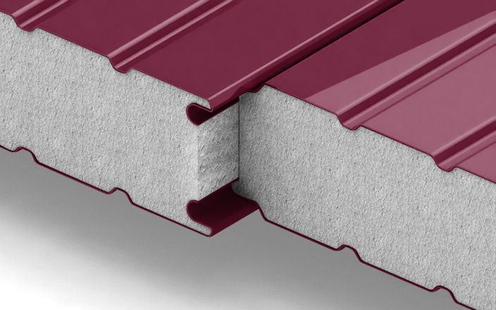 Стеновые сэндвич-панели с наполнителем из пенополистирола толщиной 50 мм, ширина 1000 мм, цвет RAL 3005 ПрофЛайн, купить Стеновые сэндвич-панели с наполнителем из пенополистирола толщиной 50 мм, ширина 1000 мм, цвет RAL 3005 в ПрофЛайн