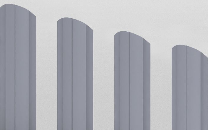 Штакетник металлический круглый фигурный, цвет RAL 9006, длина 2 м, двусторонняя окраска ПрофЛайн, купить Штакетник металлический круглый фигурный, цвет RAL 9006, длина 2 м, двусторонняя окраска в ПрофЛайн