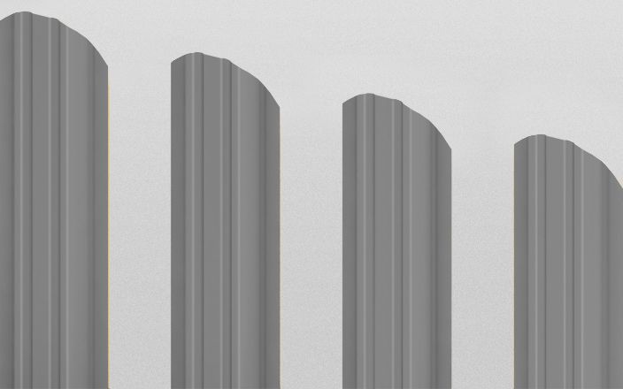 Штакетник металлический прямоугольный фигурный, цвет RAL 7004, длина 1,8 м, двусторонняя окраска ПрофЛайн, купить Штакетник металлический прямоугольный фигурный, цвет RAL 7004, длина 1,8 м, двусторонняя окраска в ПрофЛайн