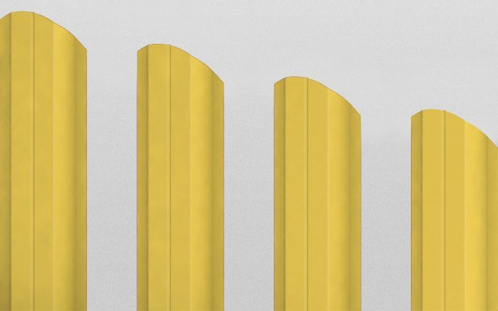 Штакетник металлический П-образный фигурный, цвет RAL 1018, длина 1,8 м, двусторонняя окраска ПрофЛайн, купить Штакетник металлический П-образный фигурный, цвет RAL 1018, длина 1,8 м, двусторонняя окраска в ПрофЛайн