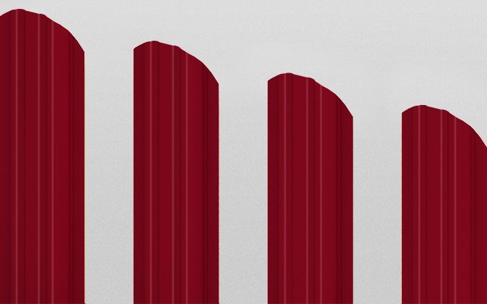 Штакетник металлический прямоугольный фигурный, цвет RAL 3003, длина 1,8 м, двусторонняя окраска ПрофЛайн, купить Штакетник металлический прямоугольный фигурный, цвет RAL 3003, длина 1,8 м, двусторонняя окраска в ПрофЛайн