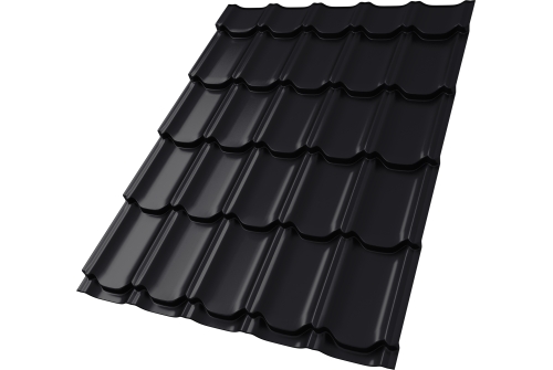 Металлочерепица "Квинта плюс" ("Kvinta plus") 0,5 PurLite Matt RAL 9005 черный ПрофЛайн, купить Металлочерепица "Квинта плюс" ("Kvinta plus") 0,5 PurLite Matt RAL 9005 черный в ПрофЛайн