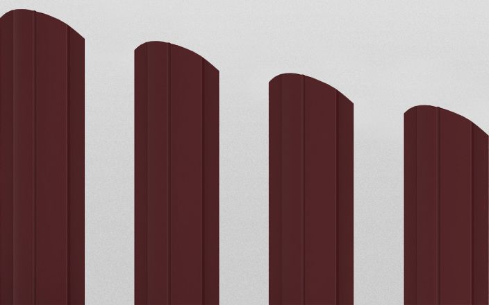 Штакетник металлический круглый фигурный, цвет RAL 3009, длина 2 м, односторонняя окраска ПрофЛайн, купить Штакетник металлический круглый фигурный, цвет RAL 3009, длина 2 м, односторонняя окраска в ПрофЛайн