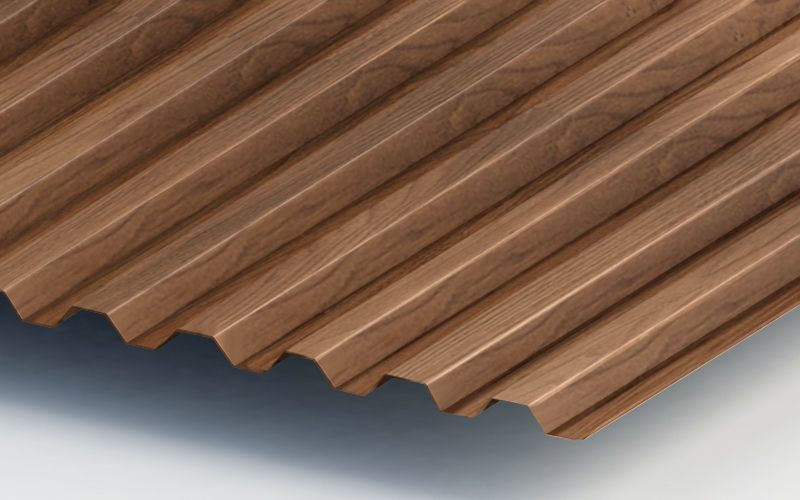 Профнастил С21 с покрытием ECOSTEEL® 0,5 мм, золотистый дуб Профлайн Профнастил С21 с покрытием ECOSTEEL® 0,5 мм, золотистый дуб Профлайн