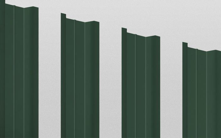 Штакетник металлический П-образный с ребром жёсткости, цвет RAL 6005, длина 1,6 м, Односторонняя окраска ПрофЛайн, купить Штакетник металлический П-образный с ребром жёсткости, цвет RAL 6005, длина 1,6 м, Односторонняя окраска в ПрофЛайн