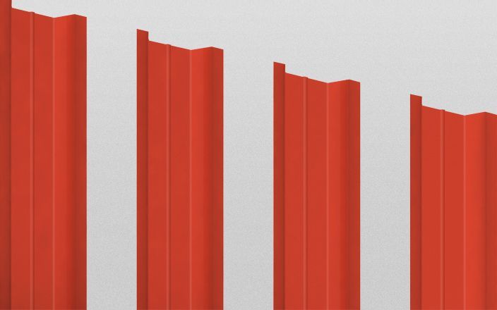 Штакетник металлический П-образный с ребром жёсткости, цвет RAL 2008, длина 1,6 м, Односторонняя окраска ПрофЛайн, купить Штакетник металлический П-образный с ребром жёсткости, цвет RAL 2008, длина 1,6 м, Односторонняя окраска в ПрофЛайн