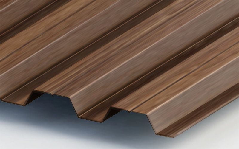 Профнастил Н60 с покрытием ECOSTEEL® 0,5 мм, морёный дуб Профлайн Профнастил Н60 с покрытием ECOSTEEL® 0,5 мм, морёный дуб Профлайн