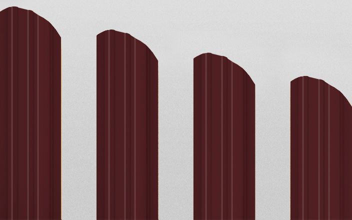 Штакетник металлический прямоугольный фигурный, цвет RAL 3009, длина 1,8 м, двусторонняя окраска ПрофЛайн, купить Штакетник металлический прямоугольный фигурный, цвет RAL 3009, длина 1,8 м, двусторонняя окраска в ПрофЛайн