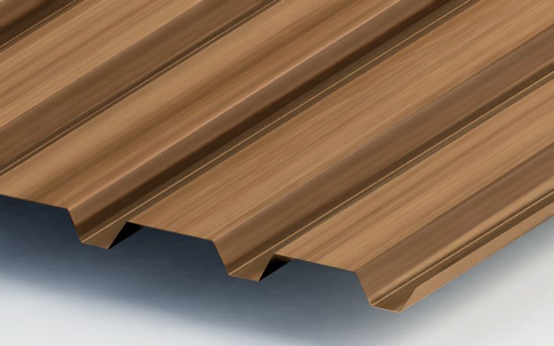 Профнастил С44 с покрытием ECOSTEEL® 0,5 мм, кедр Профлайн Профнастил С44 с покрытием ECOSTEEL® 0,5 мм, кедр Профлайн
