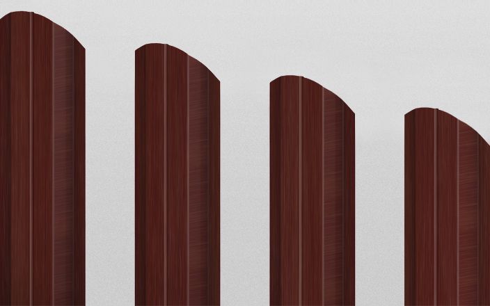 Штакетник металлический П-образный фигурный, цвет бразильская вишня, длина 2 м, двусторонняя окраска ПрофЛайн, купить Штакетник металлический П-образный фигурный, цвет бразильская вишня, длина 2 м, двусторонняя окраска в ПрофЛайн