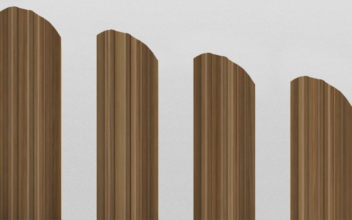 Штакетник металлический прямоугольный фигурный, цвет кедр, длина 2 м, двусторонняя окраска ПрофЛайн, купить Штакетник металлический прямоугольный фигурный, цвет кедр, длина 2 м, двусторонняя окраска в ПрофЛайн