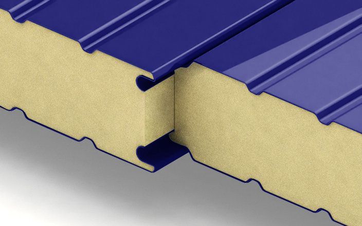 Стеновые сэндвич-панели с наполнителем из пенополиуретана толщиной 50 мм, ширина 1160 мм, цвет RAL 5002 ПрофЛайн, купить Стеновые сэндвич-панели с наполнителем из пенополиуретана толщиной 50 мм, ширина 1160 мм, цвет RAL 5002 в ПрофЛайн