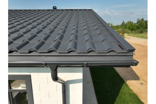 Металлочерепица "Камея" ("Kamea") v02 0,5 Satin Matt RAL 7024 мокрый асфальт ПрофЛайн, купить Металлочерепица "Камея" ("Kamea") v02 0,5 Satin Matt RAL 7024 мокрый асфальт в ПрофЛайн