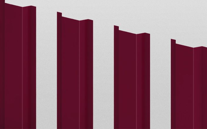 Штакетник металлический П-образный, цвет RAL 3005, длина 1,8 м, ширина 94 мм, односторонняя окраска ПрофЛайн, купить Штакетник металлический П-образный, цвет RAL 3005, длина 1,8 м, ширина 94 мм, односторонняя окраска в ПрофЛайн