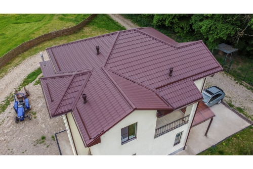 Металлочерепица Классик ("Classic") v01 0,5 Satin Matt RAL 8017 шоколад ПрофЛайн, купить Металлочерепица Классик ("Classic") v01 0,5 Satin Matt RAL 8017 шоколад в ПрофЛайн