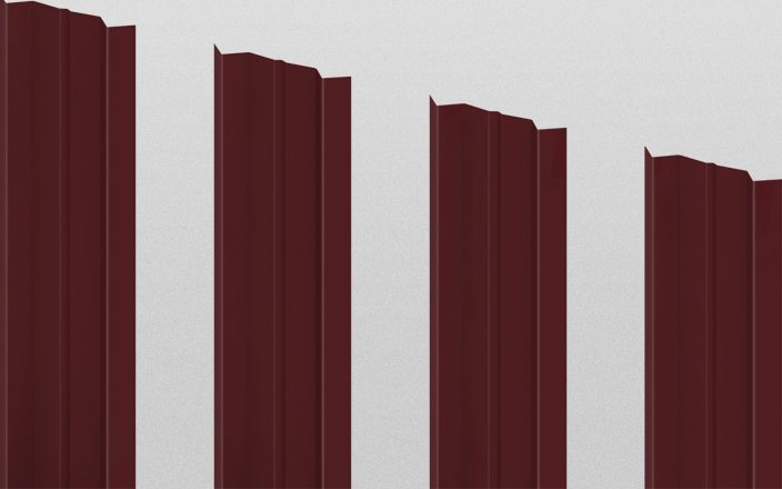 Штакетник металлический М-образный, цвет RAL 3009, длина 2 м, двусторонняя окраска ПрофЛайн, купить Штакетник металлический М-образный, цвет RAL 3009, длина 2 м, двусторонняя окраска в ПрофЛайн