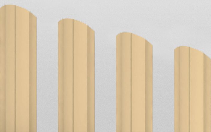 Штакетник металлический круглый фигурный, цвет RAL 1014, длина 2 м, односторонняя окраска ПрофЛайн, купить Штакетник металлический круглый фигурный, цвет RAL 1014, длина 2 м, односторонняя окраска в ПрофЛайн