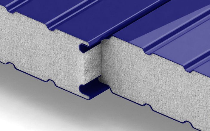 Стеновые сэндвич-панели с наполнителем из пенополистирола толщиной 50 мм, ширина 1000 мм, цвет RAL 5002 ПрофЛайн, купить Стеновые сэндвич-панели с наполнителем из пенополистирола толщиной 50 мм, ширина 1000 мм, цвет RAL 5002 в ПрофЛайн