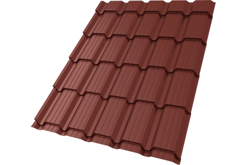 Металлочерепица "Квадро профи (Верховье)" ("Quadro Profi") v01 0,5 Satin RAL 3009 оксидно-красный ПрофЛайн, купить Металлочерепица "Квадро профи (Верховье)" ("Quadro Profi") v01 0,5 Satin RAL 3009 оксидно-красный в ПрофЛайн