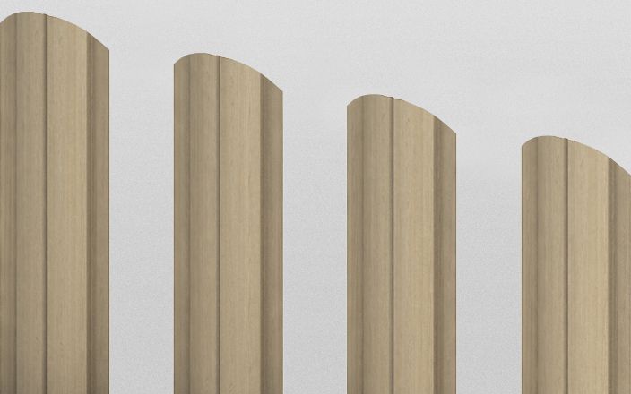 Штакетник металлический круглый фигурный, цвет сосна, длина 1,8 м, двусторонняя окраска ПрофЛайн, купить Штакетник металлический круглый фигурный, цвет сосна, длина 1,8 м, двусторонняя окраска в ПрофЛайн