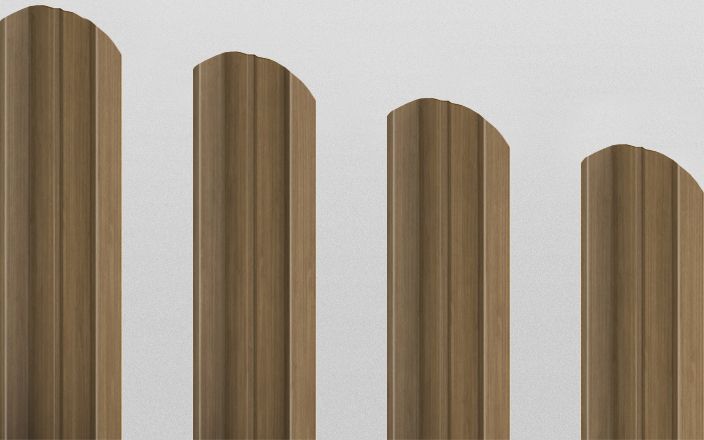 Штакетник металлический М-образный фигурный, цвет орех, длина 2 м, двусторонняя окраска ПрофЛайн, купить Штакетник металлический М-образный фигурный, цвет орех, длина 2 м, двусторонняя окраска в ПрофЛайн