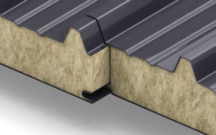 Кровельные сэндвич-панели с наполнителем из минеральной ваты толщиной 200 мм, цвет RAL 7024, ТУ ПрофЛайн, купить Кровельные сэндвич-панели с наполнителем из минеральной ваты толщиной 200 мм, цвет RAL 7024, ТУ в ПрофЛайн