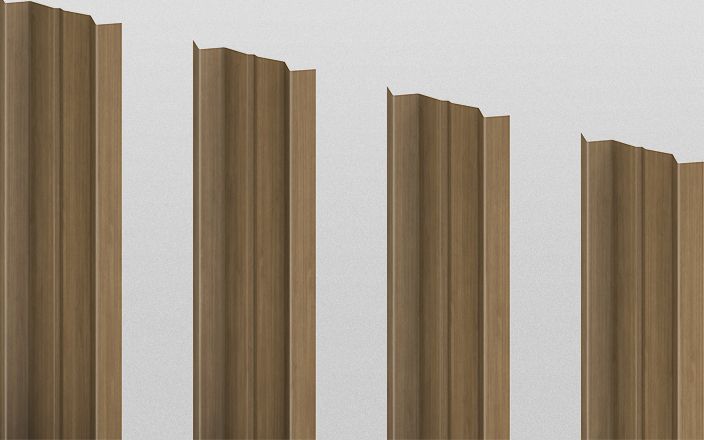 Штакетник металлический М-образный, цвет орех, длина 1,8 м, двусторонняя окраска ПрофЛайн, купить Штакетник металлический М-образный, цвет орех, длина 1,8 м, двусторонняя окраска в ПрофЛайн