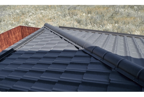 Металлочерепица "Квинта плюс3D" ("Kvinta plus3D") 0,5 PurLite Matt RAL 9005 черный ПрофЛайн, купить Металлочерепица "Квинта плюс3D" ("Kvinta plus3D") 0,5 PurLite Matt RAL 9005 черный в ПрофЛайн