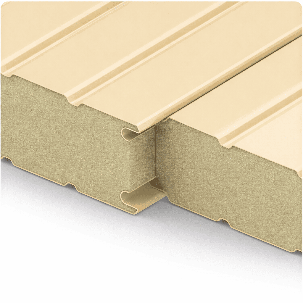 Кровельные сэндвич-панели с наполнителем из пенополистирола толщиной 250 мм, цвет RAL 1014 ПрофЛайн, купить Кровельные сэндвич-панели с наполнителем из пенополистирола толщиной 250 мм, цвет RAL 1014 в ПрофЛайн