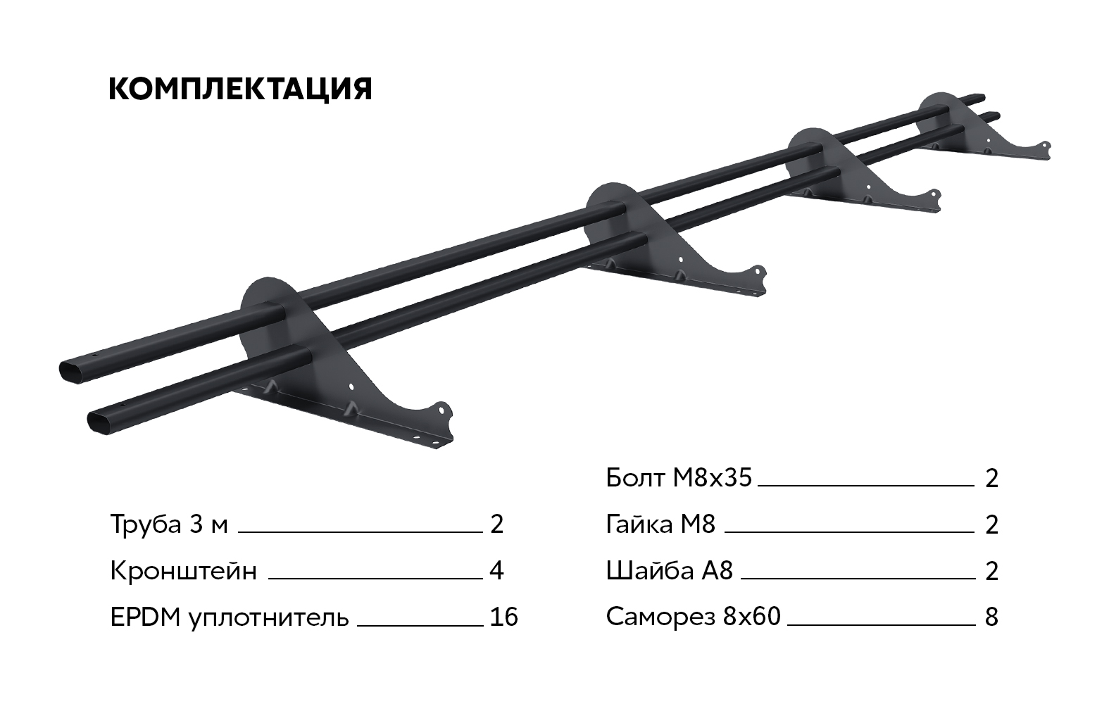 Снегозадержатель трубчатый Snow Kit RAL 7024 3м ПрофЛайн, купить Снегозадержатель трубчатый Snow Kit RAL 7024 3м в ПрофЛайн