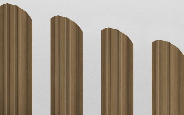 Штакетник металлический прямоугольный фигурный, цвет орех, длина 2 м, двусторонняя окраска ПрофЛайн, купить Штакетник металлический прямоугольный фигурный, цвет орех, длина 2 м, двусторонняя окраска в ПрофЛайн