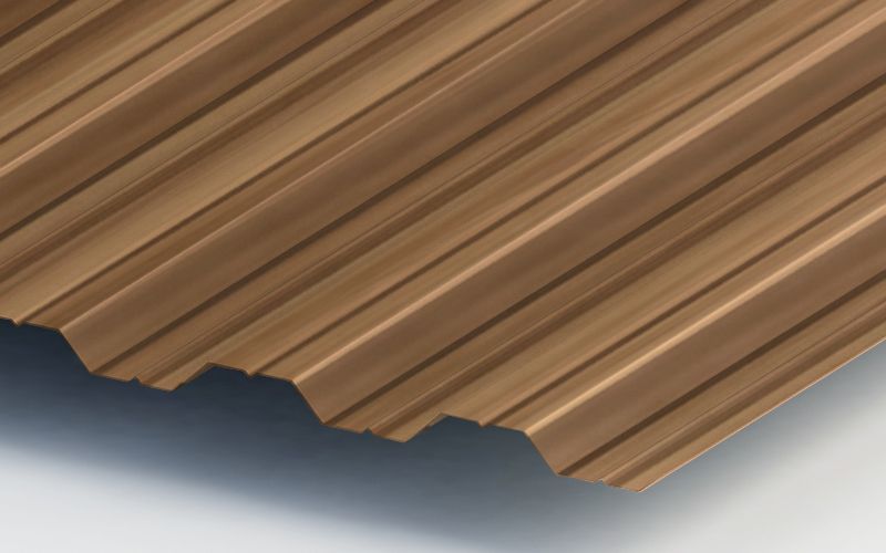 Профнастил НС35 с покрытием ECOSTEEL® 0,5 мм, кедр Профлайн Профнастил НС35 с покрытием ECOSTEEL® 0,5 мм, кедр Профлайн