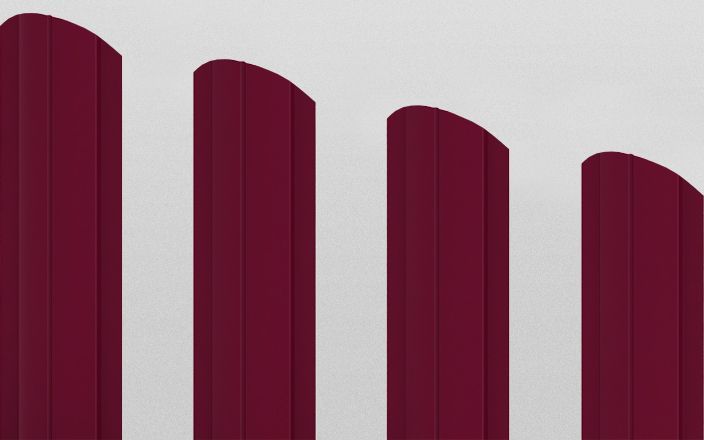 Штакетник металлический круглый фигурный, цвет RAL 3005, длина 2 м, односторонняя окраска ПрофЛайн, купить Штакетник металлический круглый фигурный, цвет RAL 3005, длина 2 м, односторонняя окраска в ПрофЛайн