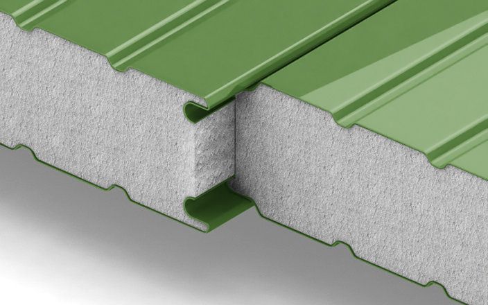 Стеновые сэндвич-панели с наполнителем из пенополистирола толщиной 50 мм, ширина 1000 мм, цвет RAL 6002 ПрофЛайн, купить Стеновые сэндвич-панели с наполнителем из пенополистирола толщиной 50 мм, ширина 1000 мм, цвет RAL 6002 в ПрофЛайн