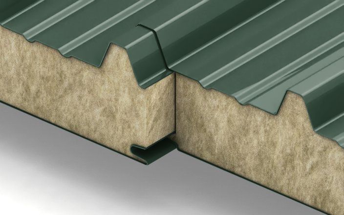 Кровельные сэндвич-панели с наполнителем из минеральной ваты толщиной 200 мм, цвет RAL 6005, ТУ ПрофЛайн, купить Кровельные сэндвич-панели с наполнителем из минеральной ваты толщиной 200 мм, цвет RAL 6005, ТУ в ПрофЛайн