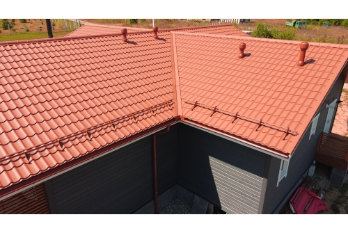 Металлочерепица Классик ("Classic") v02 0,5 Satin Matt RAL 8004 терракота ПрофЛайн, купить Металлочерепица Классик ("Classic") v02 0,5 Satin Matt RAL 8004 терракота в ПрофЛайн