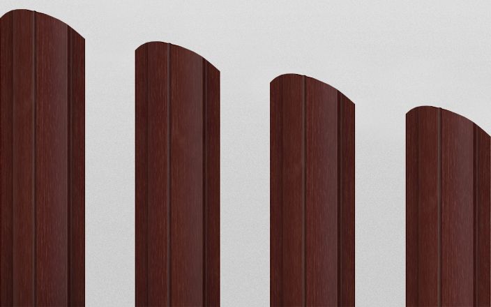 Штакетник металлический круглый фигурный, цвет бразильская вишня, длина 2 м, двусторонняя окраска ПрофЛайн, купить Штакетник металлический круглый фигурный, цвет бразильская вишня, длина 2 м, двусторонняя окраска в ПрофЛайн