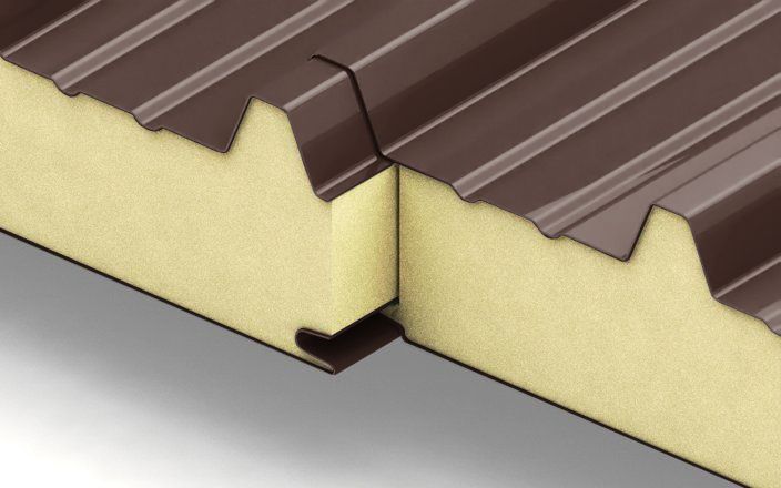 Кровельные сэндвич-панели с наполнителем из пенополиизоцианурата толщиной 220 мм, цвет RAL 8017 ПрофЛайн, купить Кровельные сэндвич-панели с наполнителем из пенополиизоцианурата толщиной 220 мм, цвет RAL 8017 в ПрофЛайн