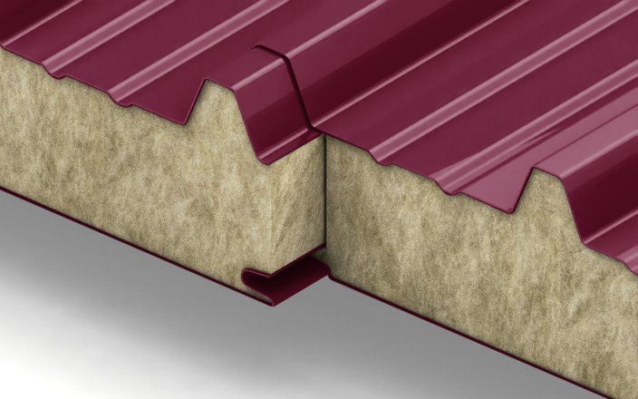 Кровельные сэндвич-панели с наполнителем из минеральной ваты толщиной 200 мм, цвет RAL 3005, ТУ ПрофЛайн, купить Кровельные сэндвич-панели с наполнителем из минеральной ваты толщиной 200 мм, цвет RAL 3005, ТУ в ПрофЛайн