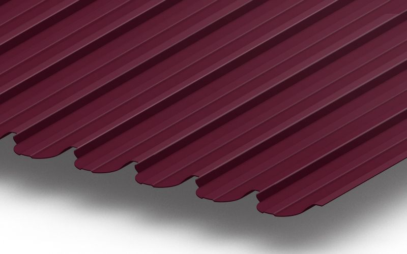 Профнастил С10 фигурный с покрытием Satin® 0,5 мм, RAL 3005 Профлайн Профнастил С10 фигурный с покрытием Satin® 0,5 мм, RAL 3005 Профлайн