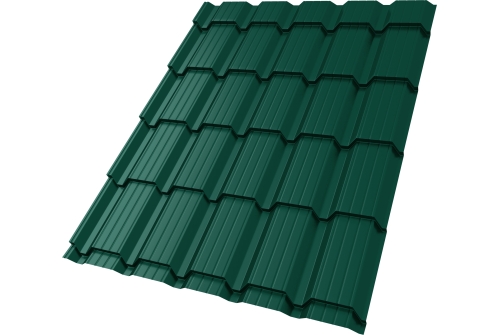Металлочерепица "Квадро профи (Верховье)" ("Quadro Profi") v01 0,5 Satin Matt RAL 6005 зеленый мох ПрофЛайн, купить Металлочерепица "Квадро профи (Верховье)" ("Quadro Profi") v01 0,5 Satin Matt RAL 6005 зеленый мох в ПрофЛайн