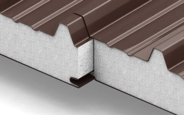 Кровельные сэндвич-панели с наполнителем из пенополистирола толщиной 250 мм, цвет RAL 8017 ПрофЛайн, купить Кровельные сэндвич-панели с наполнителем из пенополистирола толщиной 250 мм, цвет RAL 8017 в ПрофЛайн