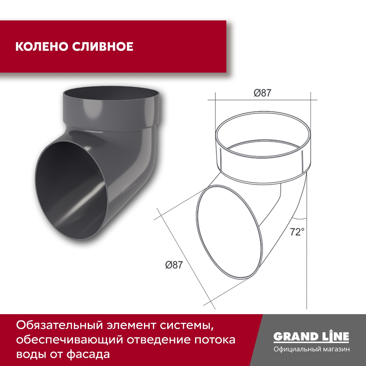 Комплект водосточной системы Классика 120мм ПВХ 6 м/3м RAL 7024 графит ПрофЛайн, купить Комплект водосточной системы Классика 120мм ПВХ 6 м/3м RAL 7024 графит в ПрофЛайн
