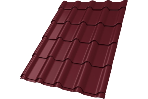 Металлочерепица "Камея" ("Kamea") v02 0,5 Satin RAL 3005 красное вино ПрофЛайн, купить Металлочерепица "Камея" ("Kamea") v02 0,5 Satin RAL 3005 красное вино в ПрофЛайн
