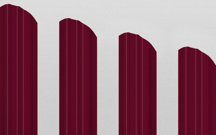 Штакетник металлический прямоугольный фигурный, цвет RAL 3005, длина 1,8 м, двусторонняя окраска ПрофЛайн, купить Штакетник металлический прямоугольный фигурный, цвет RAL 3005, длина 1,8 м, двусторонняя окраска в ПрофЛайн