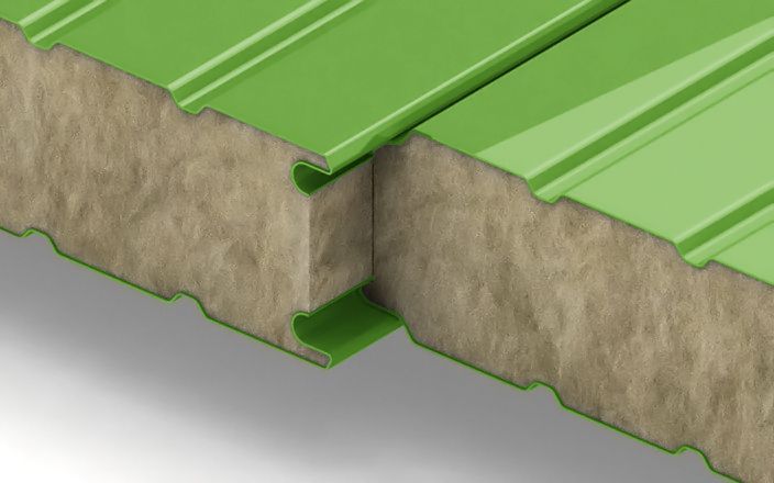 Стеновые сэндвич-панели с наполнителем из минеральной ваты толщиной 50 мм, ширина 1000 мм, цвет RAL 6018, ТУ ПрофЛайн, купить Стеновые сэндвич-панели с наполнителем из минеральной ваты толщиной 50 мм, ширина 1000 мм, цвет RAL 6018, ТУ в ПрофЛайн