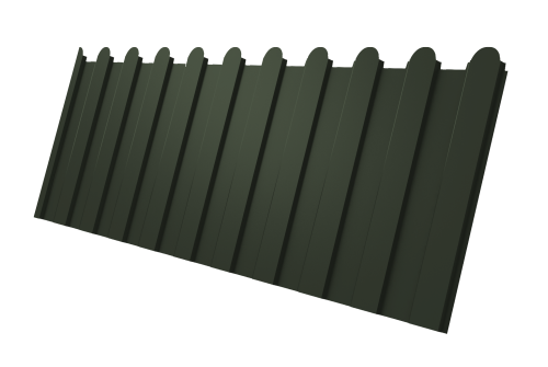 Профнастил С8A v02 фигурный Grand Line 0,5 Satin Matt TX с пленкой RAL 6020 хромовая зелень Профлайн