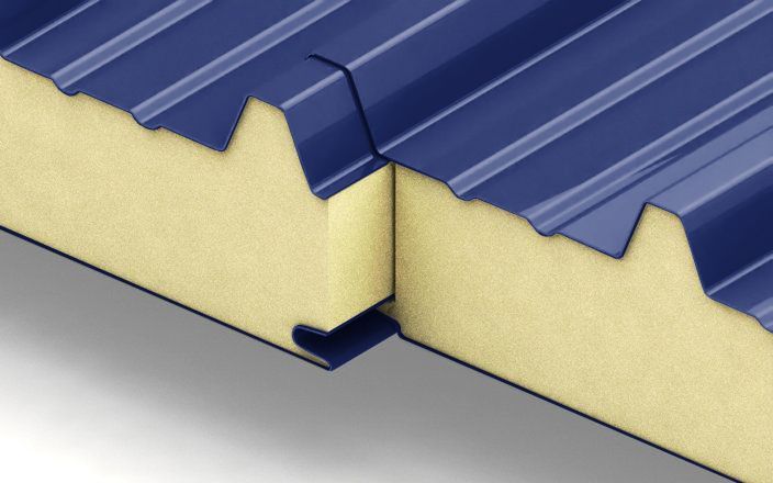 Кровельные сэндвич-панели с наполнителем из пенополиизоцианурата толщиной 150 мм, цвет RAL 5005 ПрофЛайн, купить Кровельные сэндвич-панели с наполнителем из пенополиизоцианурата толщиной 150 мм, цвет RAL 5005 в ПрофЛайн