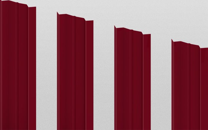 Штакетник металлический М-образный, цвет RAL 3011, длина 2 м, двусторонняя окраска ПрофЛайн, купить Штакетник металлический М-образный, цвет RAL 3011, длина 2 м, двусторонняя окраска в ПрофЛайн